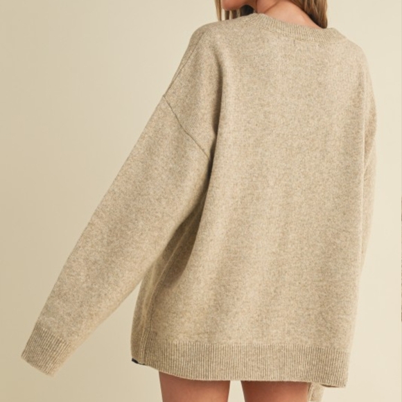 SIZE L! Cloud Ten!Cozy Beige Sweater with Cowboy Boot Design - Picture 3 of 10